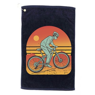 Mountain Biker Sunset Vintage Golf Towel