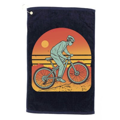 Mountain Biker Sunset Vintage Platinum Collection Golf Towel