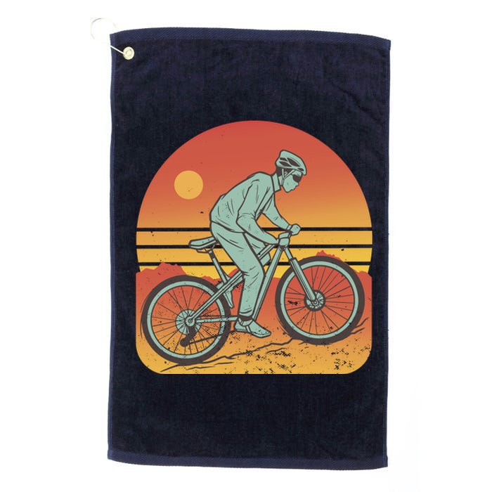 Mountain Biker Sunset Vintage Platinum Collection Golf Towel