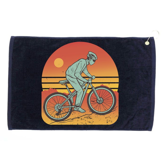 Mountain Biker Sunset Vintage Grommeted Golf Towel