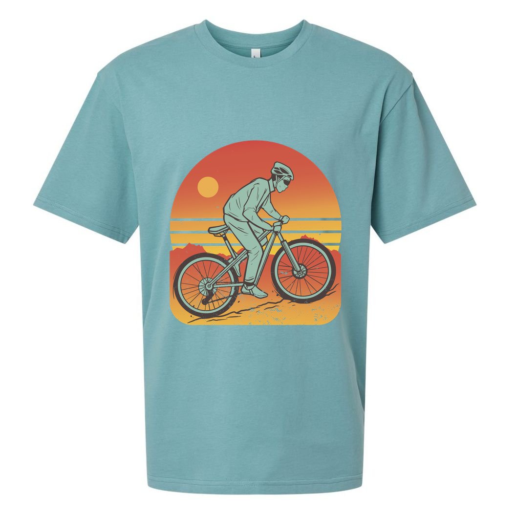 Mountain Biker Sunset Vintage Sueded Cloud Jersey T-Shirt