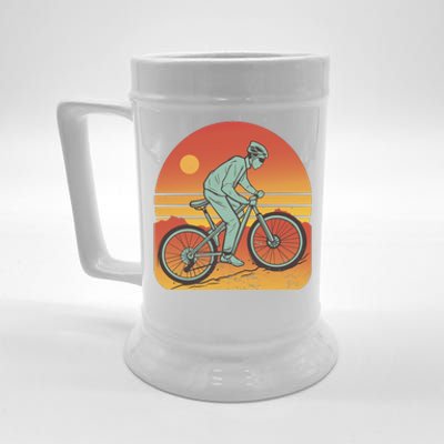 Mountain Biker Sunset Vintage Beer Stein