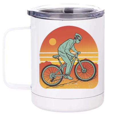 Mountain Biker Sunset Vintage 12 oz Stainless Steel Tumbler Cup