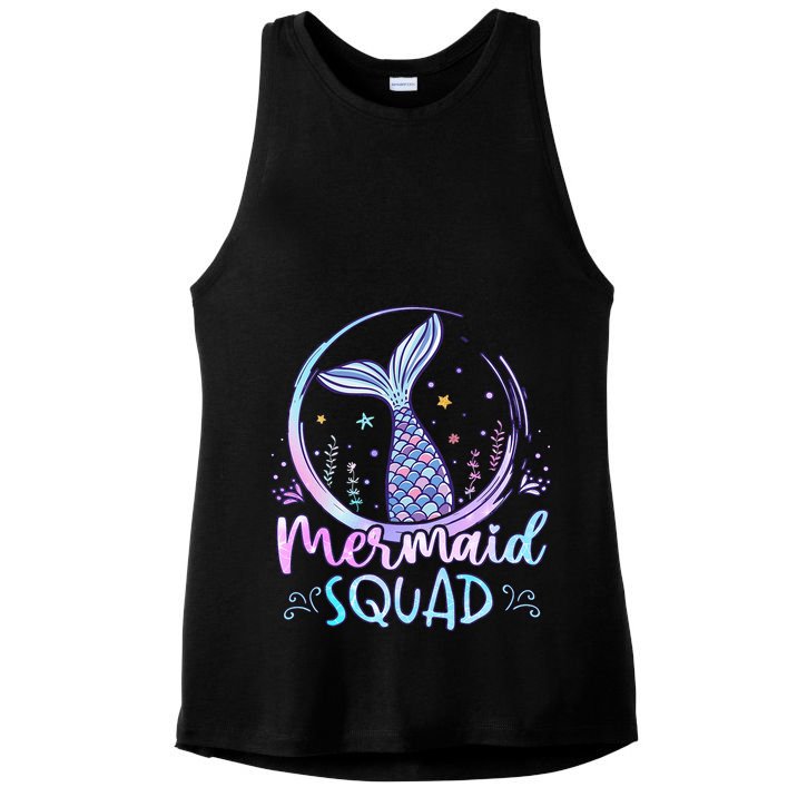 Mermaid Birthday Squad Party Ladies PosiCharge Tri-Blend Wicking Tank