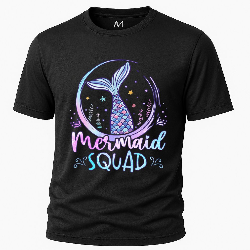 Mermaid Birthday Squad Party Cooling Performance Crew T-Shirt