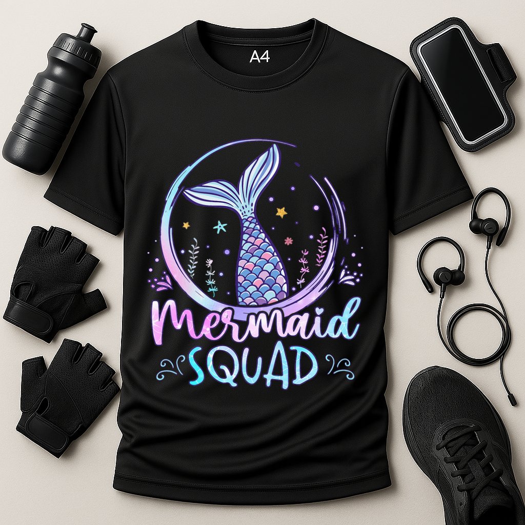 Mermaid Birthday Squad Party Cooling Performance Crew T-Shirt