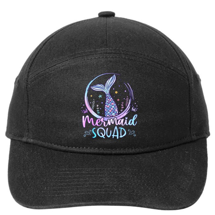 Mermaid Birthday Squad Party 7-Panel Snapback Hat