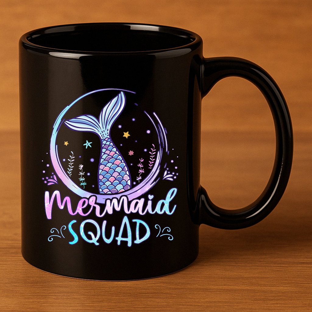 Mermaid Birthday Squad Party 11oz C Handle Ceramic Mug