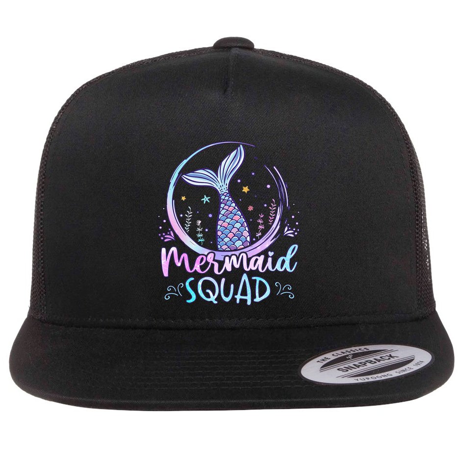 Mermaid Birthday Squad Party Flat Bill Trucker Hat