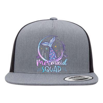 Mermaid Birthday Squad Party Flat Bill Trucker Hat