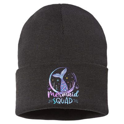 Mermaid Birthday Squad Party Sustainable Knit Beanie