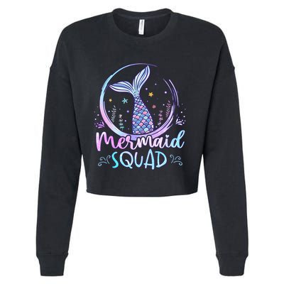 Mermaid Birthday Squad Party Cropped Pullover Crew