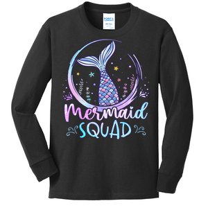 Mermaid Birthday Squad Party Kids Long Sleeve Shirt