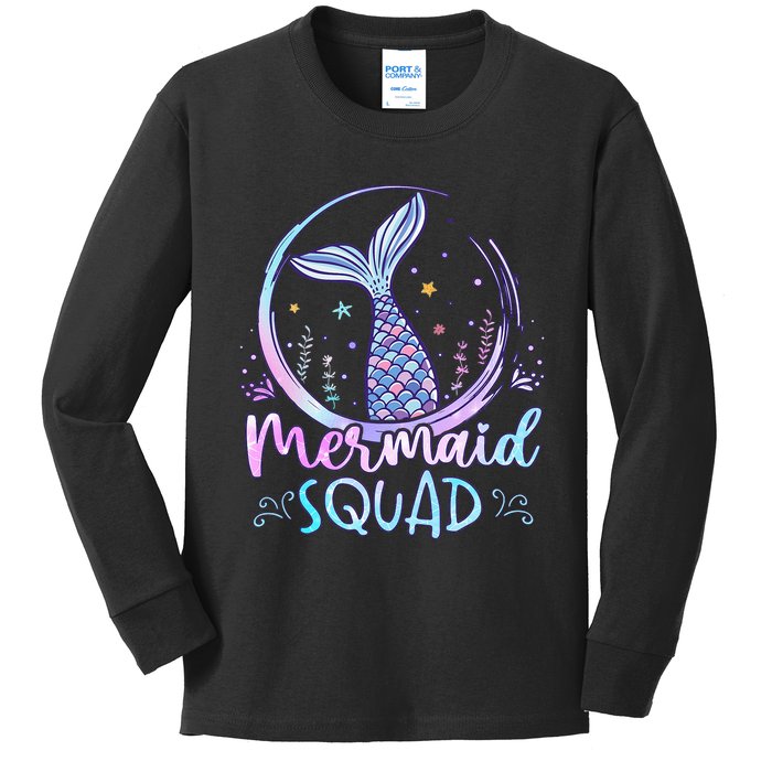 Mermaid Birthday Squad Party Kids Long Sleeve Shirt