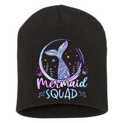 Mermaid Birthday Squad Party Short Acrylic Beanie