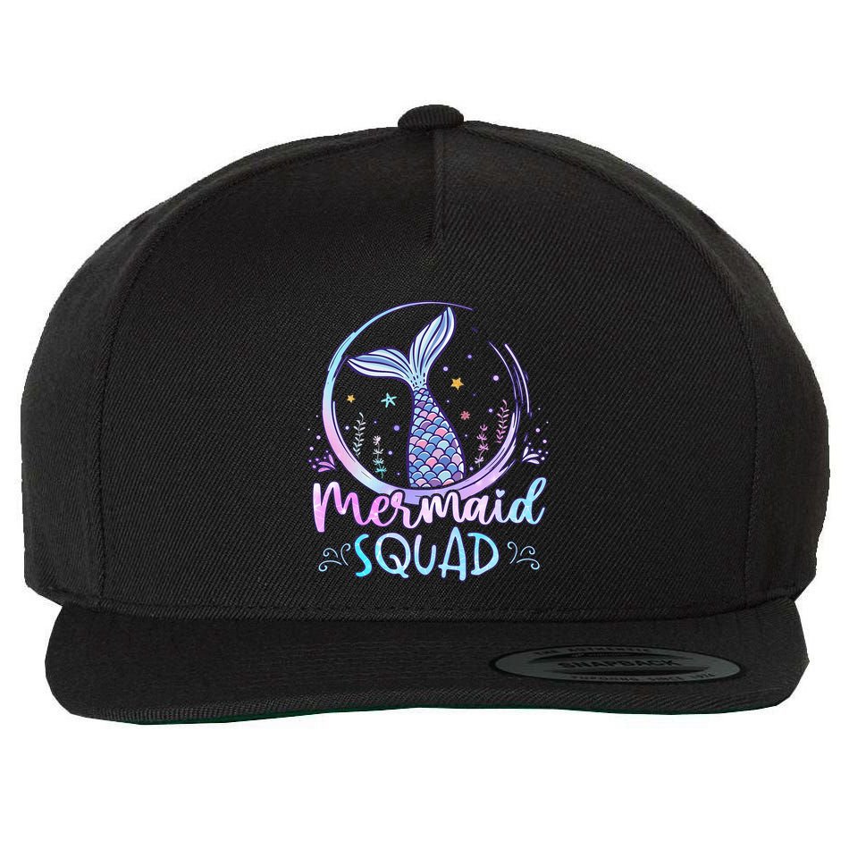 Mermaid Birthday Squad Party Wool Snapback Cap
