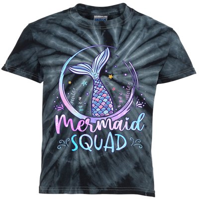 Mermaid Birthday Squad Party Kids Tie-Dye T-Shirt