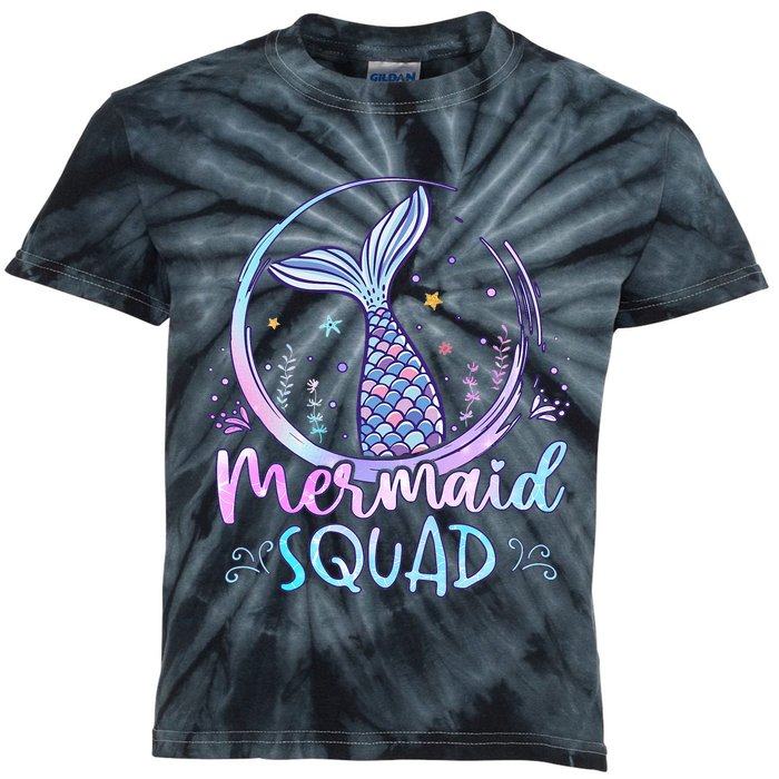 Mermaid Birthday Squad Party Kids Tie-Dye T-Shirt