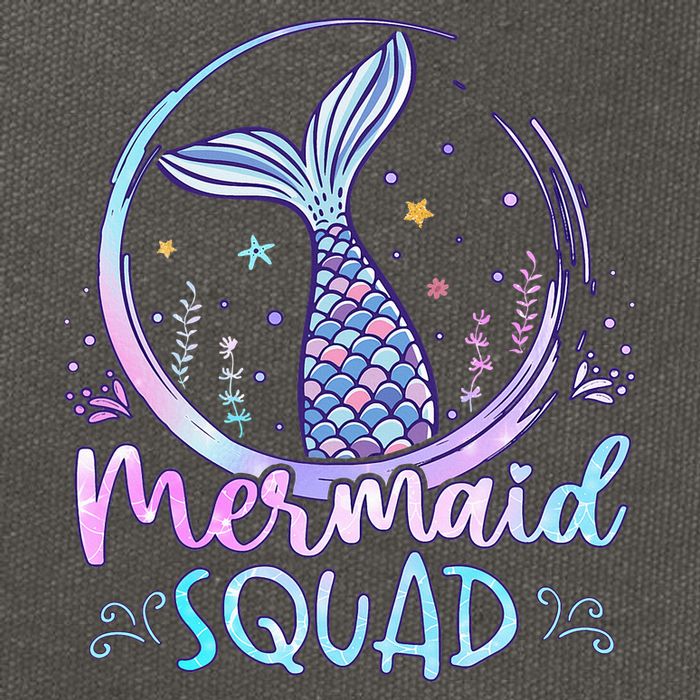 Mermaid Birthday Squad Party Cotton Canvas Backpack
