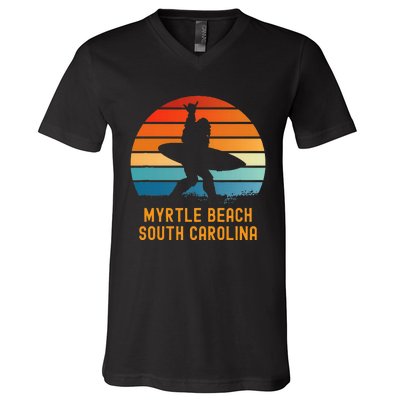 Myrtle Beach South Carolina Sasquatch Souvenir V-Neck T-Shirt