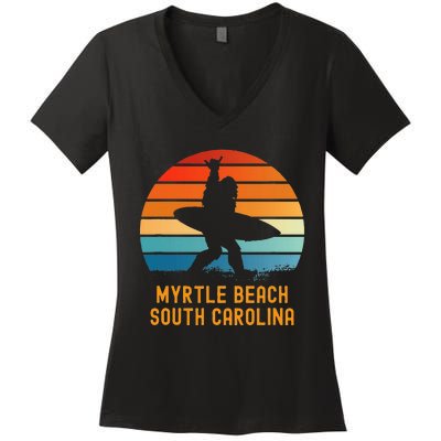 Myrtle Beach South Carolina Sasquatch Souvenir Women's V-Neck T-Shirt