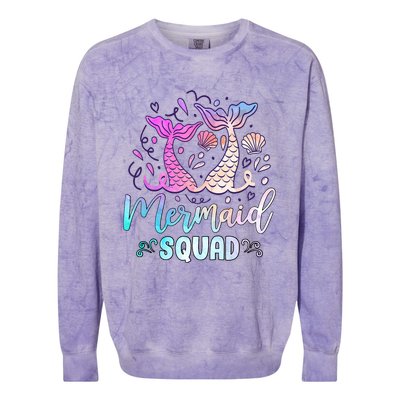 Mermaid Birthday Squad Party Girl Women Mermaid Colorblast Crewneck Sweatshirt