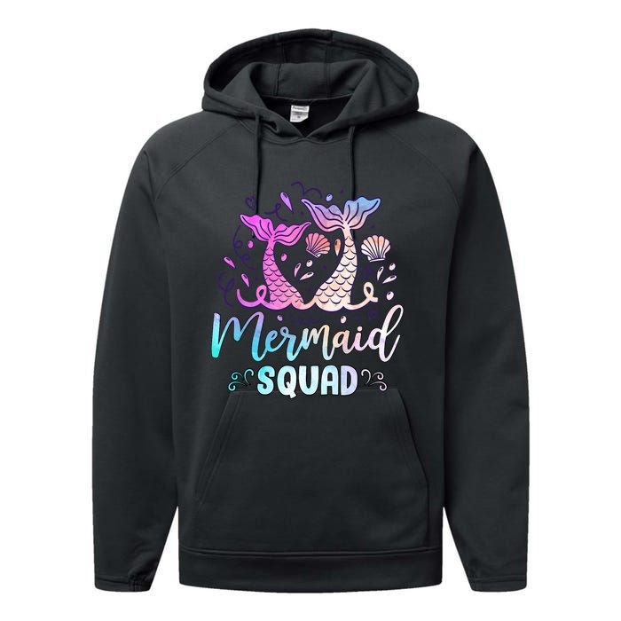 Mermaid Birthday Squad Party Girl Women Mermaid Performance Fleece Hoodie