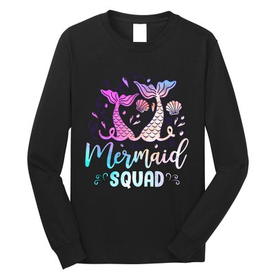 Mermaid Birthday Squad Party Girl Women Mermaid Long Sleeve Shirt