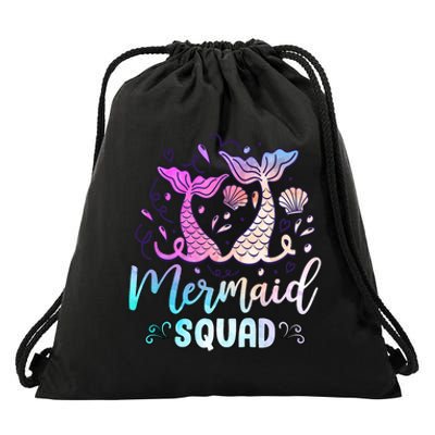 Mermaid Birthday Squad Party Girl Women Mermaid Drawstring Bag