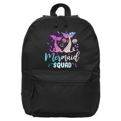 Mermaid Birthday Squad Party Girl Women Mermaid 16 in Basic Backpack