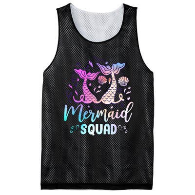 Mermaid Birthday Squad Party Girl Women Mermaid Mesh Reversible Basketball Jersey Tank