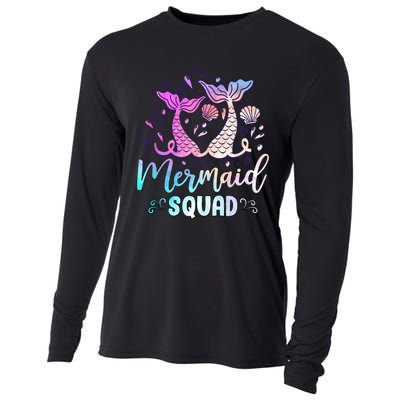 Mermaid Birthday Squad Party Girl Women Mermaid Cooling Performance Long Sleeve Crew