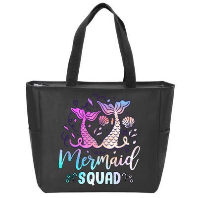 Mermaid Birthday Squad Party Girl Women Mermaid Zip Tote Bag