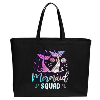 Mermaid Birthday Squad Party Girl Women Mermaid Cotton Canvas Jumbo Tote