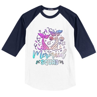 Mermaid Birthday Squad Party Girl Women Mermaid Baseball Sleeve Shirt