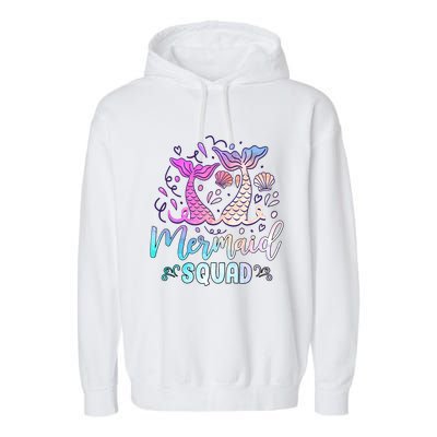 Mermaid Birthday Squad Party Girl Women Mermaid Garment-Dyed Fleece Hoodie