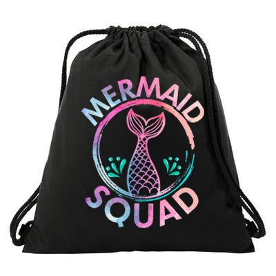 Mermaid Birthday Squad Party Drawstring Bag