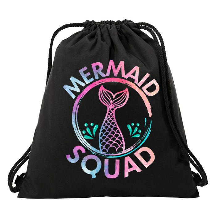 Mermaid Birthday Squad Party Drawstring Bag