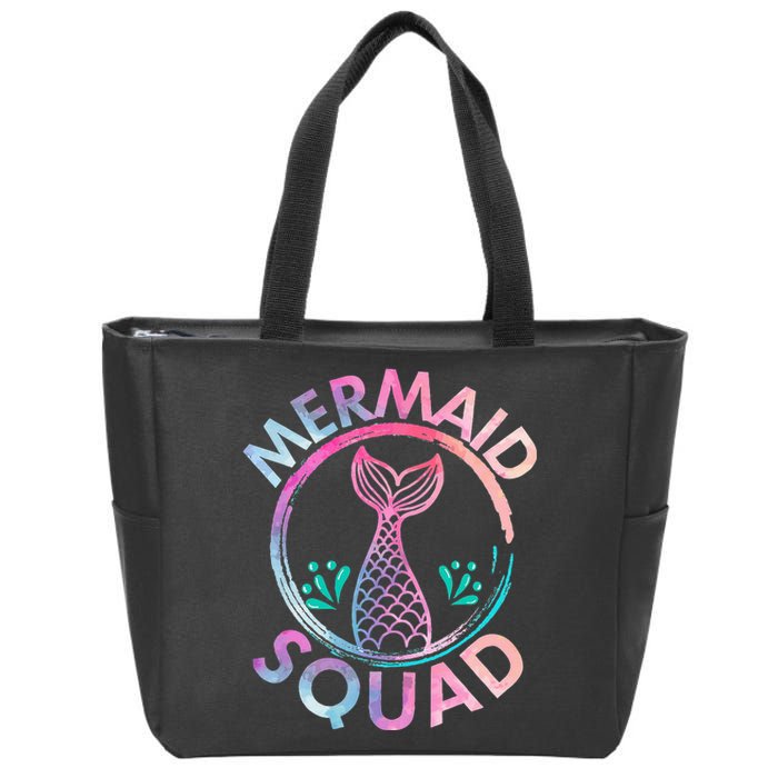 Mermaid Birthday Squad Party Zip Tote Bag