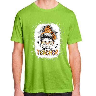 Messy Bun Spooky Teacher Bleached Halloween Teachers Adult ChromaSoft Performance T-Shirt