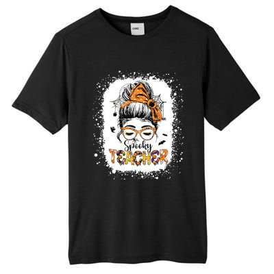 Messy Bun Spooky Teacher Bleached Halloween Teachers Tall Fusion ChromaSoft Performance T-Shirt