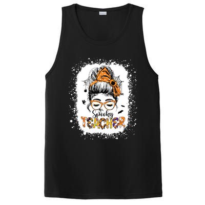 Messy Bun Spooky Teacher Bleached Halloween Teachers PosiCharge Competitor Tank