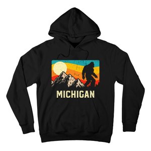 Michigan Bigfoot Sasquatch Mountains Retro Hiking Hoodie