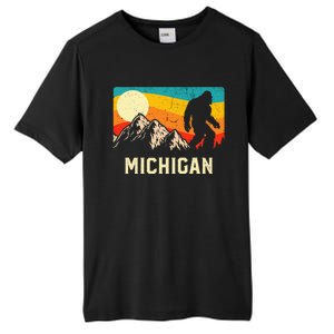 Michigan Bigfoot Sasquatch Mountains Retro Hiking Tall Fusion ChromaSoft Performance T-Shirt