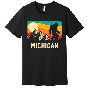 Michigan Bigfoot Sasquatch Mountains Retro Hiking Premium T-Shirt