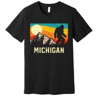 Michigan Bigfoot Sasquatch Mountains Retro Hiking Premium T-Shirt