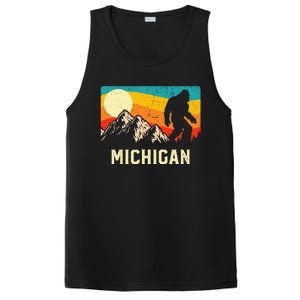 Michigan Bigfoot Sasquatch Mountains Retro Hiking PosiCharge Competitor Tank