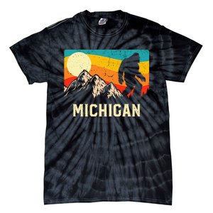 Michigan Bigfoot Sasquatch Mountains Retro Hiking Tie-Dye T-Shirt