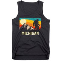 Michigan Bigfoot Sasquatch Mountains Retro Hiking Tank Top