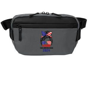 Messy Bun Support Trump 2024 Flag Take America Back Crossbody Pack